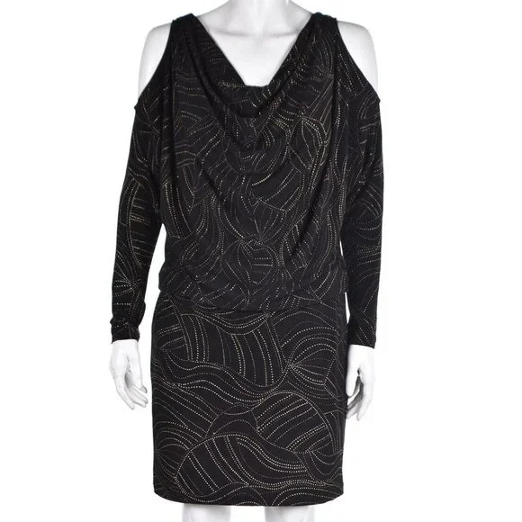 David Meister Black Cold Shoulder Dress Stretch‎ Anti-Wrinkle Womens 6 - Picture 2 of 14